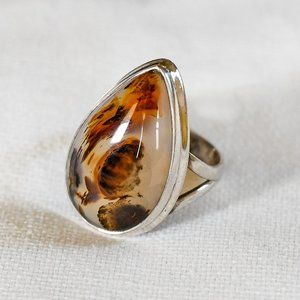 Montana Agate Sterling Silver Ring, Sz 7